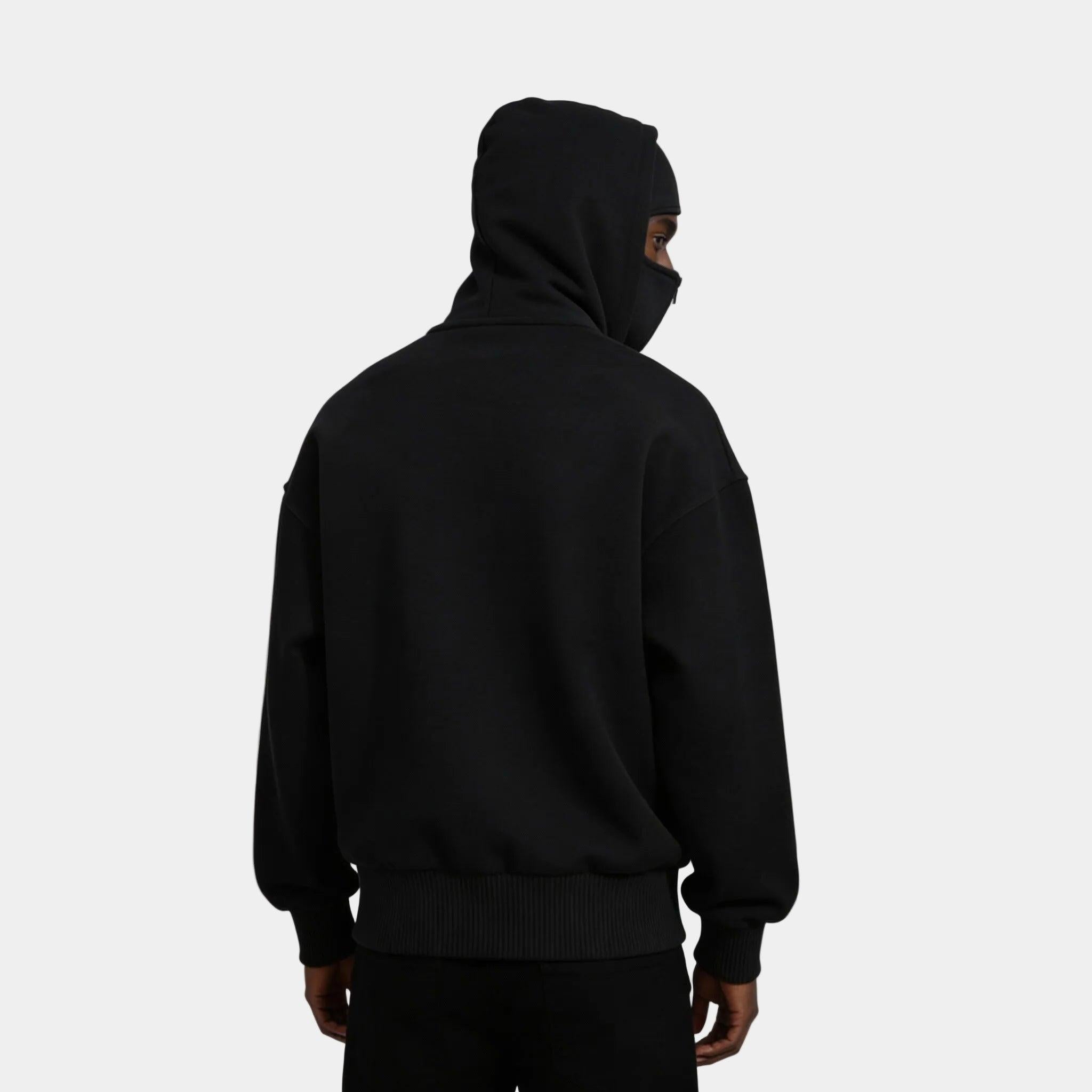 Men's Knit Full Zip Balaclava Hoodie Jacket - Warm, Versatile Hooded Design for Outdoor Activities