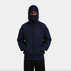 Men's Knit Full Zip Balaclava Hoodie Jacket - Warm, Versatile Hooded Design for Outdoor Activities
