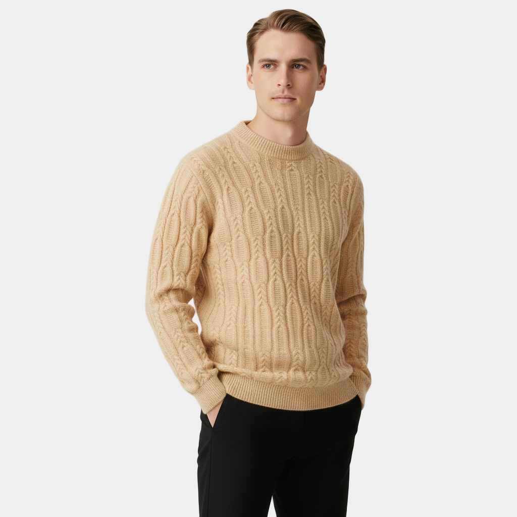 Men's Knit Jumper - Patterned Crew Neck Sweater for Casual Wear, Comfortable Fabric, Versatile Style