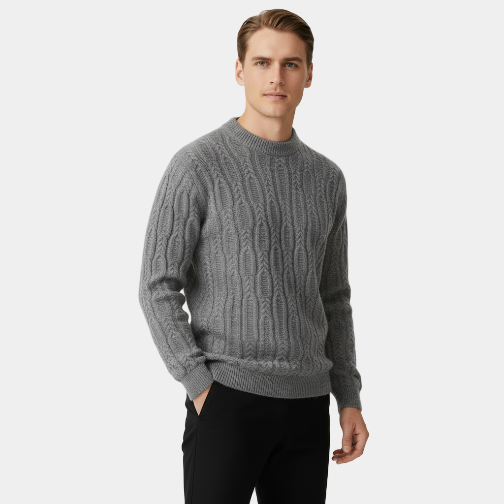 Men's Knit Jumper - Patterned Crew Neck Sweater for Casual Wear, Comfortable Fabric, Versatile Style