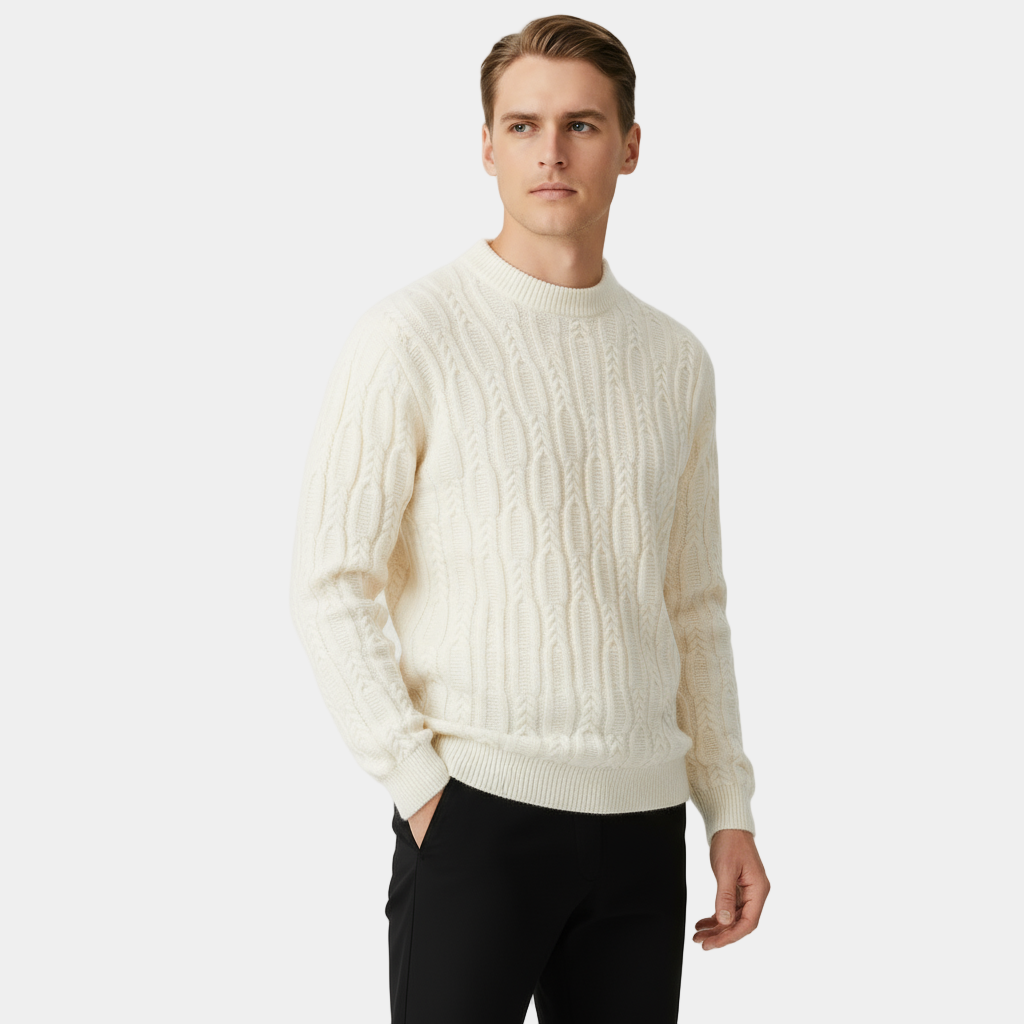 Men's Knit Jumper - Patterned Crew Neck Sweater for Casual Wear, Comfortable Fabric, Versatile Style