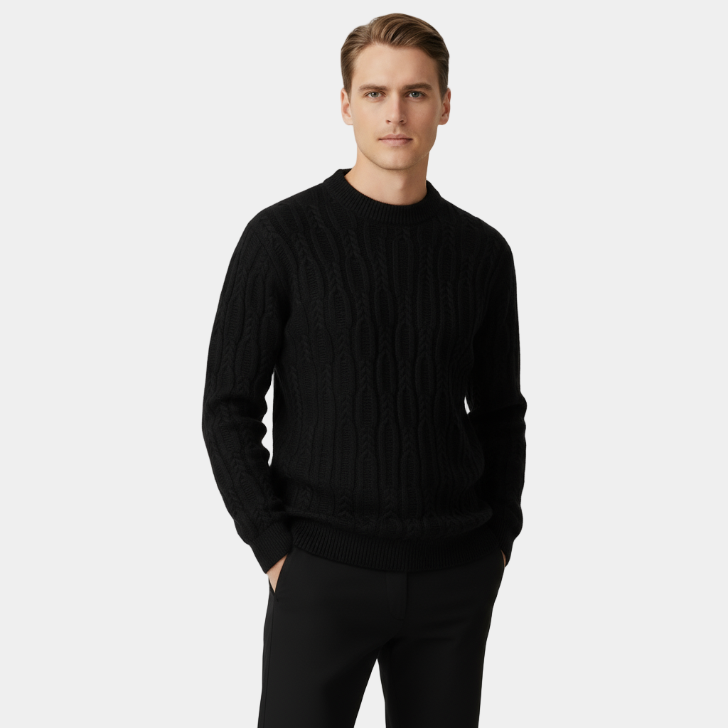 Men's Knit Jumper - Patterned Crew Neck Sweater for Casual Wear, Comfortable Fabric, Versatile Style