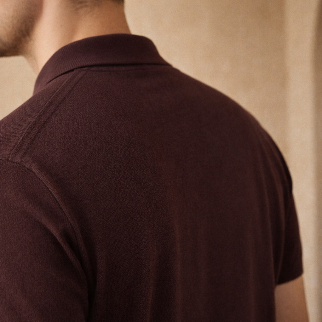 Men's Knit Polo Shirt - Retro Striped Design for Casual Wear