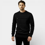 Men's Knit Sweater - Textured Stripe Design - Crew Neck - Casual Wear Essential for Everyday Comfort