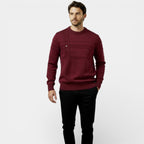 Men's Knit Sweater - Textured Stripe Design - Crew Neck - Casual Wear Essential for Everyday Comfort