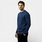 Men's Knit Sweater - Textured Stripe Design - Crew Neck - Casual Wear Essential for Everyday Comfort