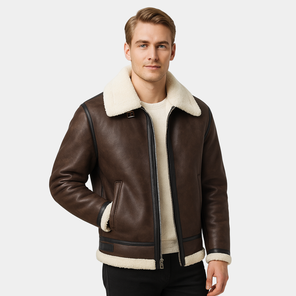 Men's Leather Aviator Jacket | Genuine Leather | Classic Design | Casual Outerwear for Men