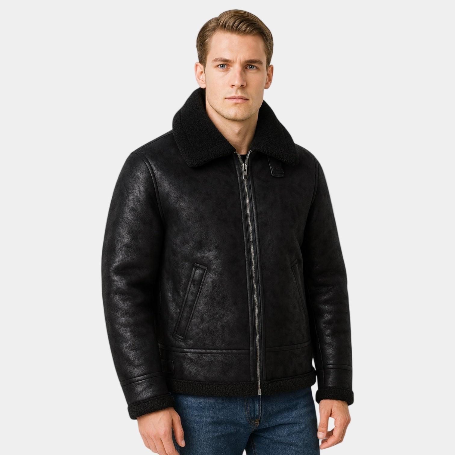 Men's Leather Aviator Jacket | Genuine Leather | Classic Design | Casual Outerwear for Men