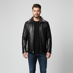 Men’s Leather Biker Jacket with Fur Collar | Stylish Motorcycle Jacket for Casual Wear | Warm and Durable Design
