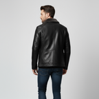 Men’s Leather Biker Jacket with Fur Collar | Stylish Motorcycle Jacket for Casual Wear | Warm and Durable Design