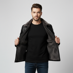 Men’s Leather Biker Jacket with Fur Collar | Stylish Motorcycle Jacket for Casual Wear | Warm and Durable Design
