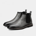 Men's Leather Chelsea Boots - Rounded Toe, Low Block Heel - Stylish Footwear for Casual and Formal Occasions