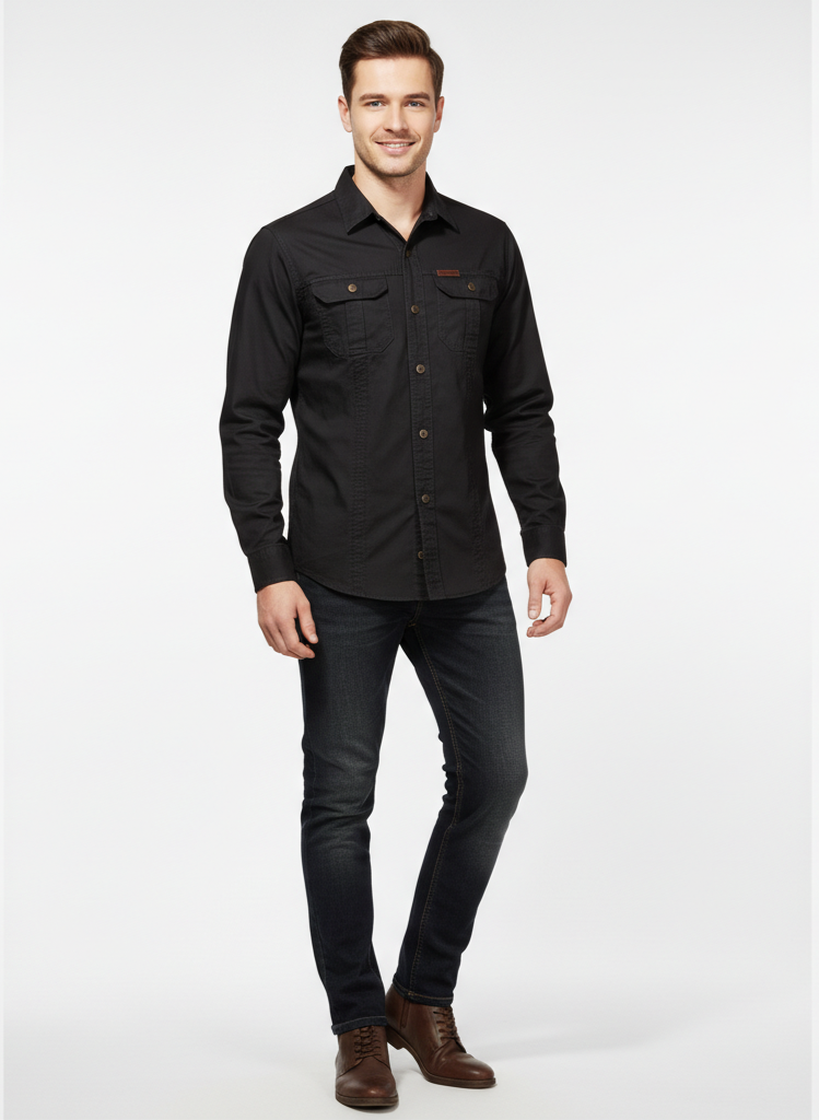 Men's Lightweight Breathable Outdoor Button-Up Shirt with Chest Pockets for Casual Wear