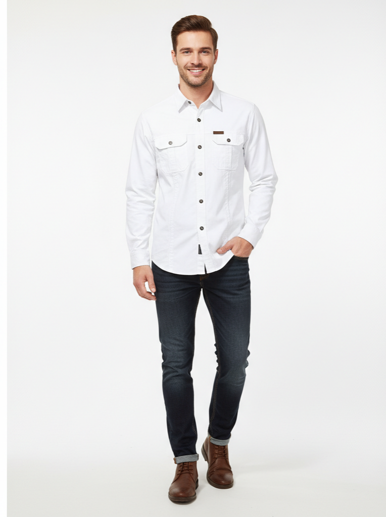 Men's Lightweight Breathable Outdoor Button-Up Shirt with Chest Pockets for Casual Wear