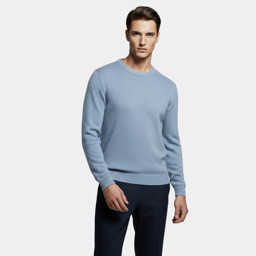 Men's Lightweight Cotton Crew-Neck Sweater - Fine-Knit Jumper for Casual Wear