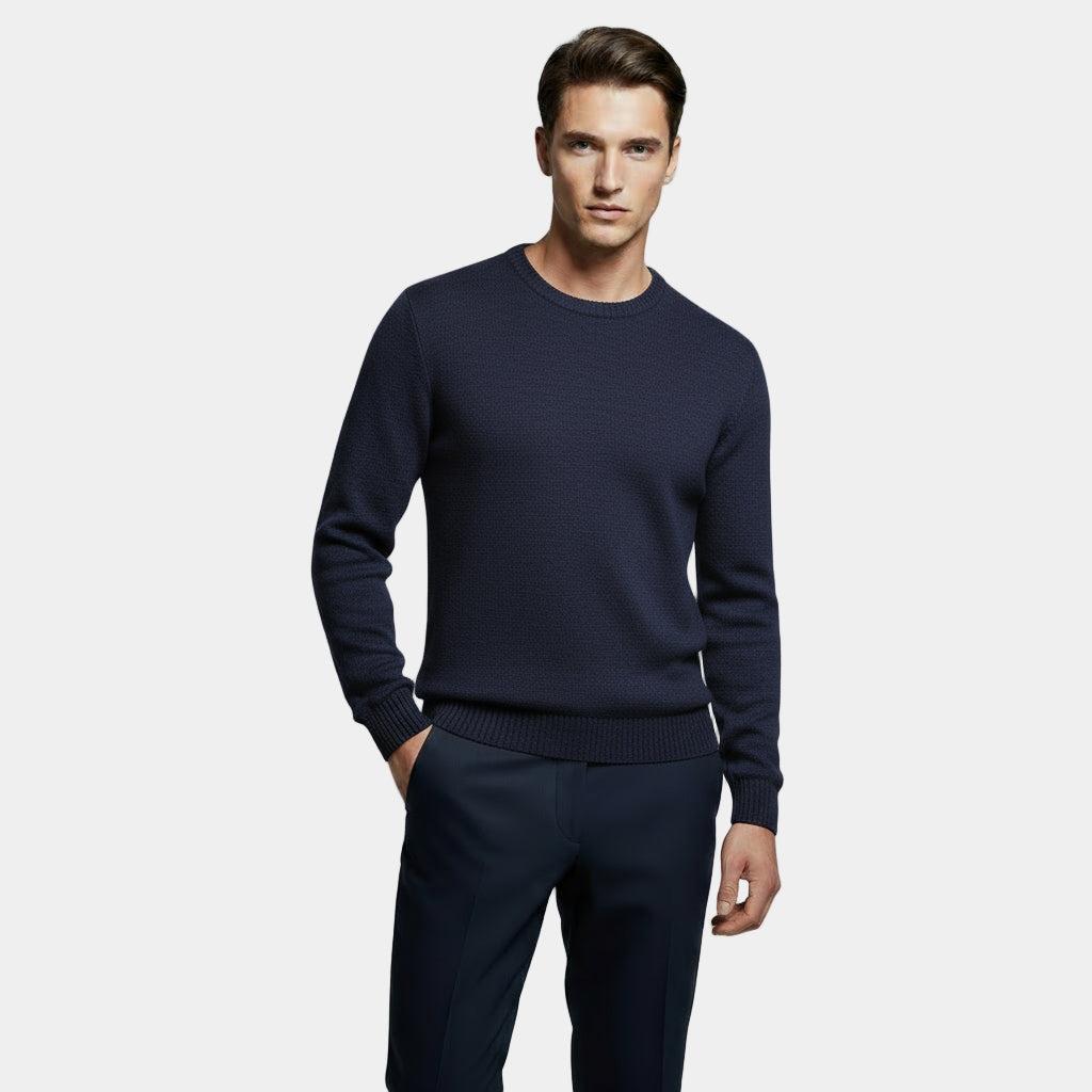 Men's Lightweight Cotton Crew-Neck Sweater - Fine-Knit Jumper for Casual Wear