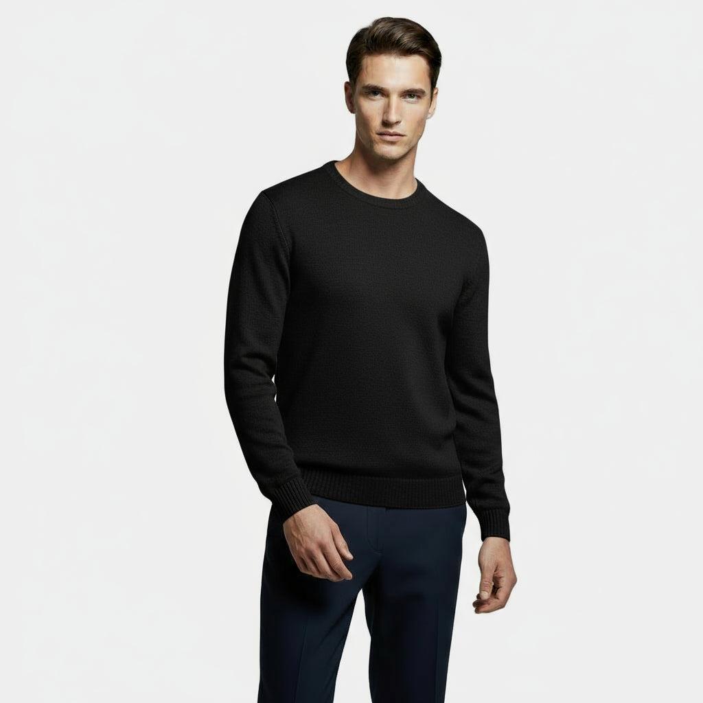 Men's Lightweight Cotton Crew-Neck Sweater - Fine-Knit Jumper for Casual Wear