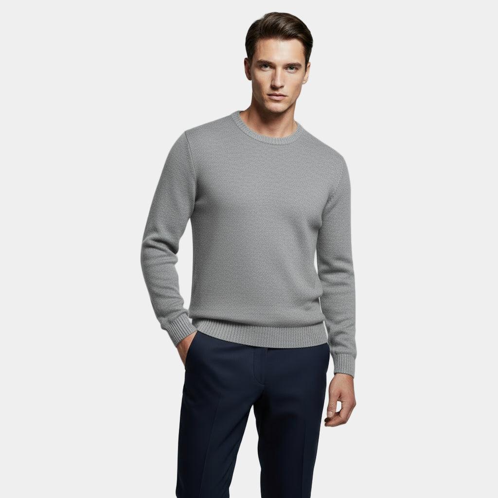 Men's Lightweight Cotton Crew-Neck Sweater - Fine-Knit Jumper for Casual Wear