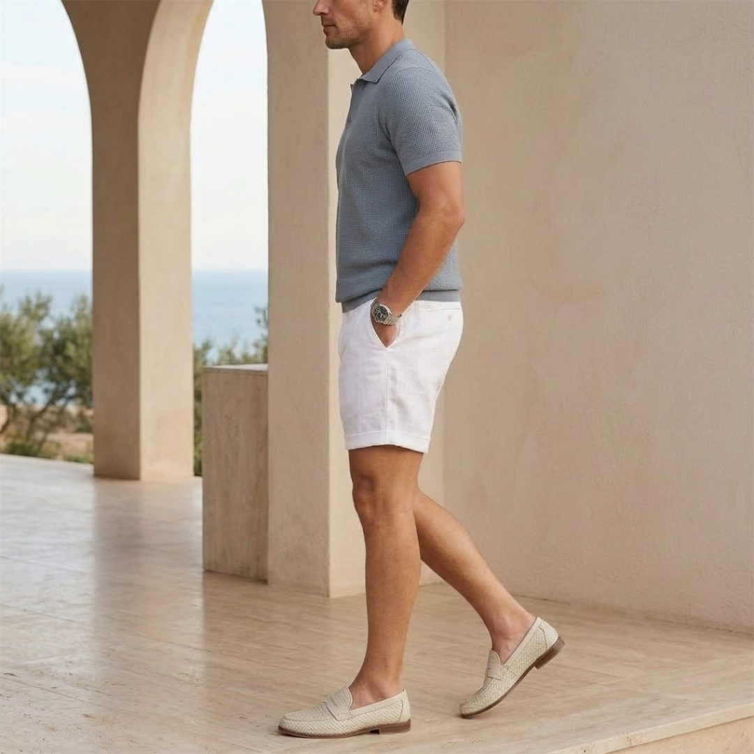 Men's Lightweight Cotton Linen Blend Shorts for Casual Summer Wear
