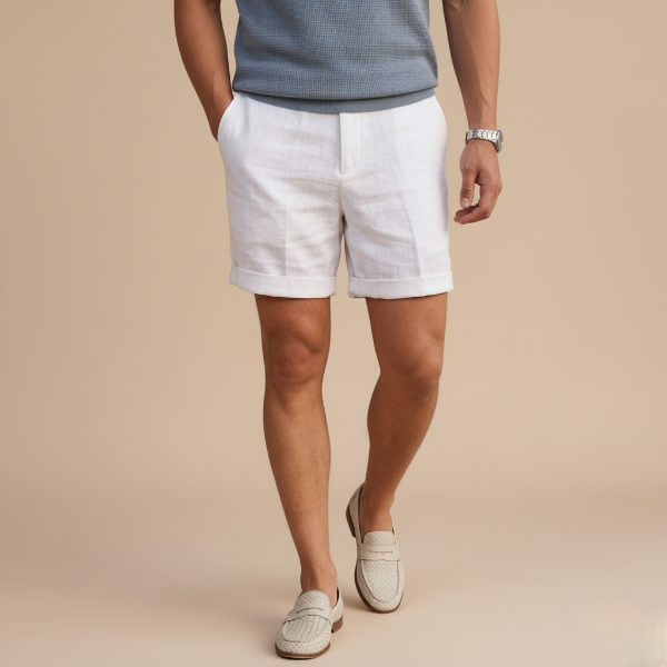 Men's Lightweight Cotton Linen Blend Shorts for Casual Summer Wear