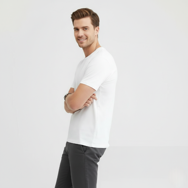 Men's Lightweight Cotton Summer T-Shirt - Casual Short Sleeve Top for Everyday Wear