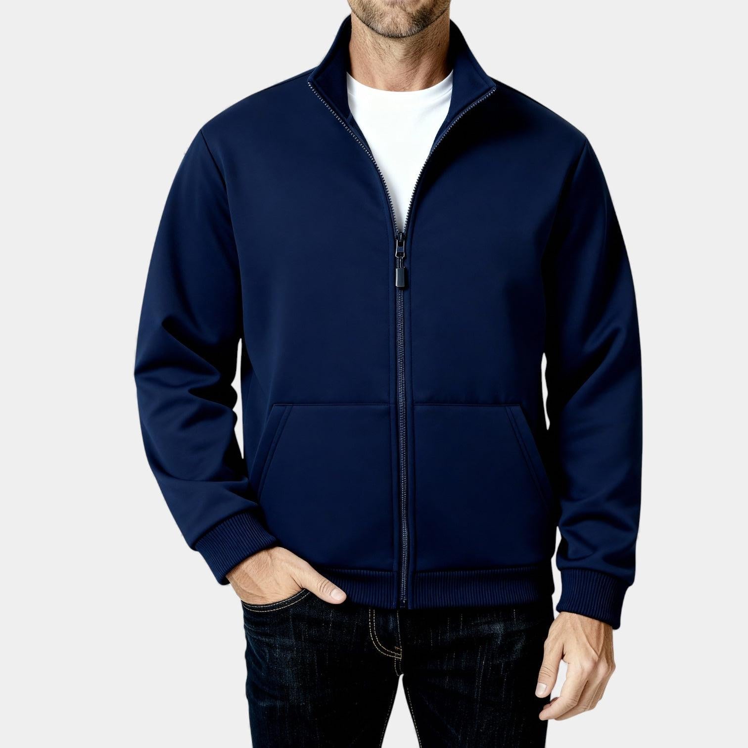 Men's Lightweight Full Zip Track Jacket - Casual Design for Activewear and Everyday Use