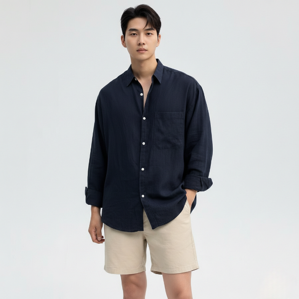 Men's Lightweight Linen Dress Shirt – Classic Style for Casual and Formal Occasions
