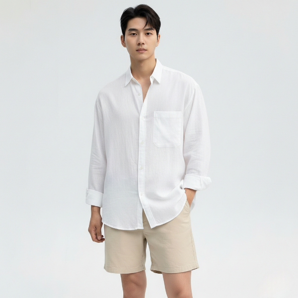 Men's Lightweight Linen Dress Shirt – Classic Style for Casual and Formal Occasions
