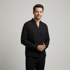 Men's Lightweight Linen Grandad Shirt - Long Sleeve Casual Wear for Summer and Spring