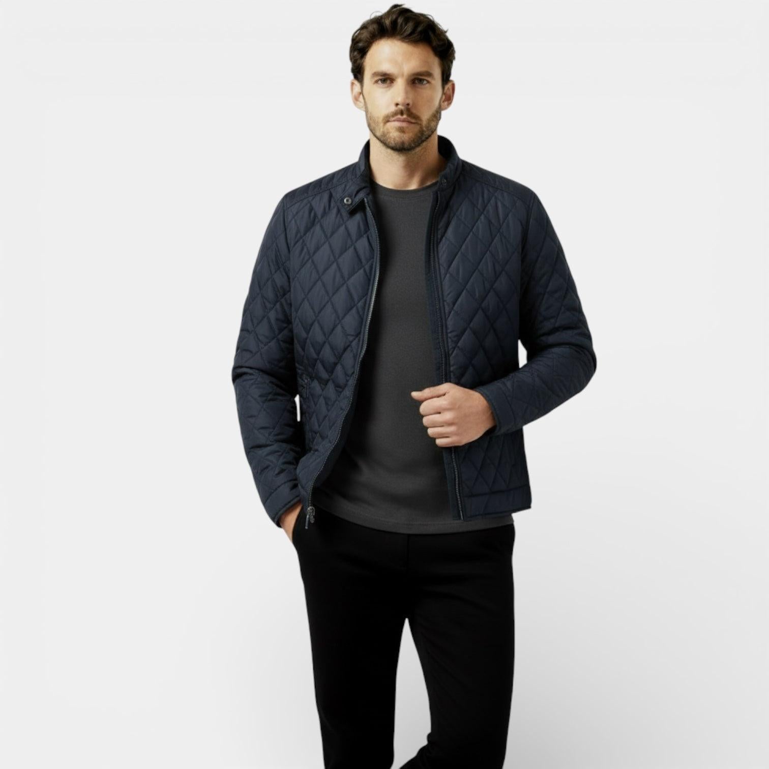 Men's Lightweight Quilted Harrington Jacket - Windbreaker for Casual Wear and Outdoor Activities