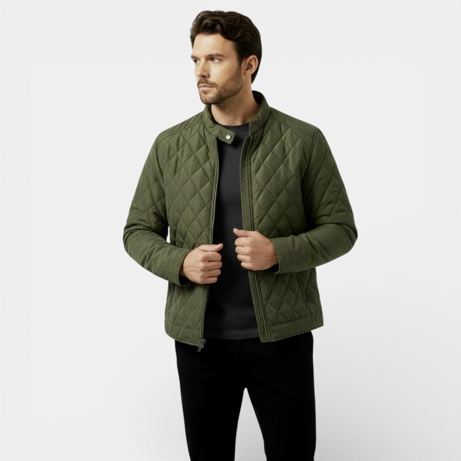 Men's Lightweight Quilted Harrington Jacket - Windbreaker for Casual Wear and Outdoor Activities