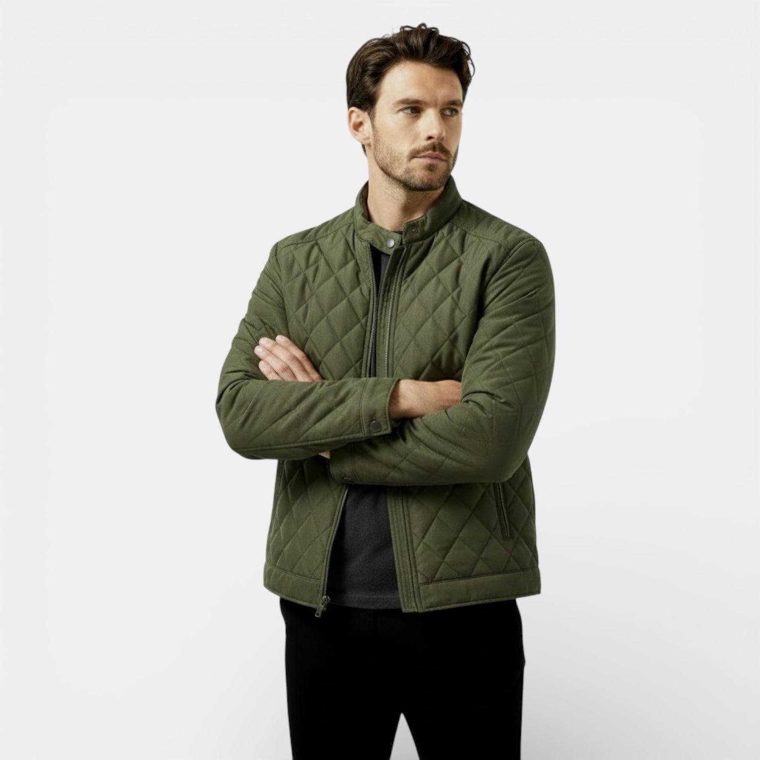 Men's Lightweight Quilted Harrington Jacket - Windbreaker for Casual Wear and Outdoor Activities
