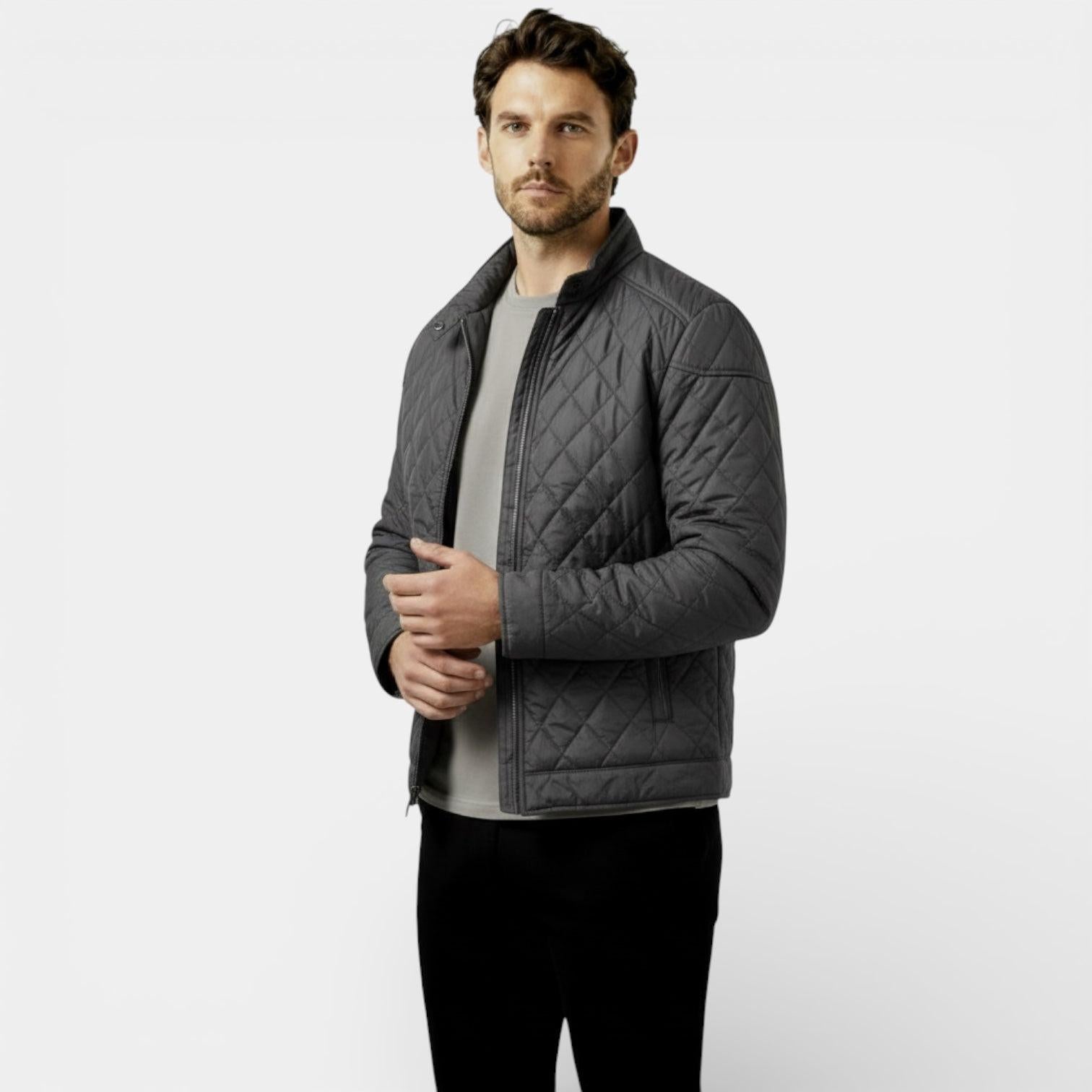 Men's Lightweight Quilted Harrington Jacket - Windbreaker for Casual Wear and Outdoor Activities