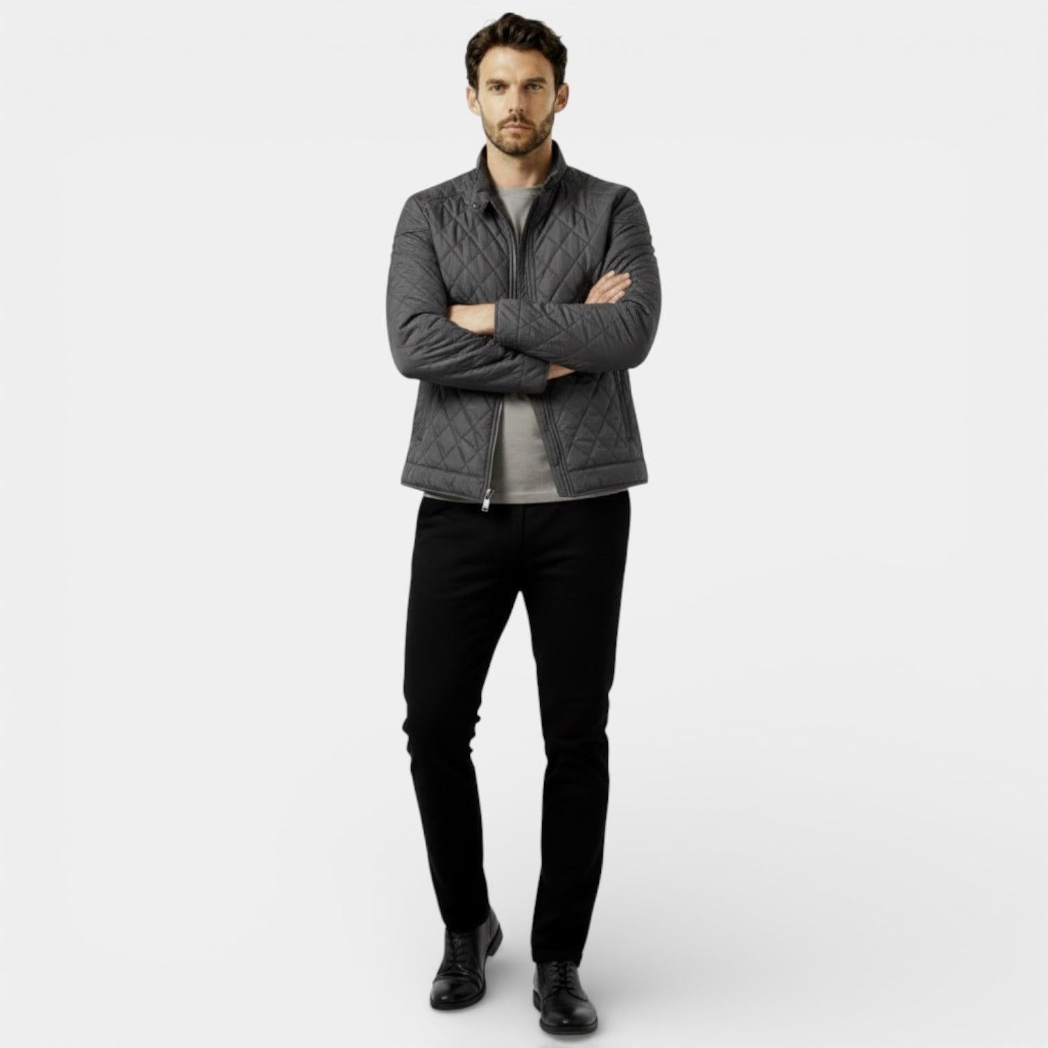 Men's Lightweight Quilted Harrington Jacket - Windbreaker for Casual Wear and Outdoor Activities