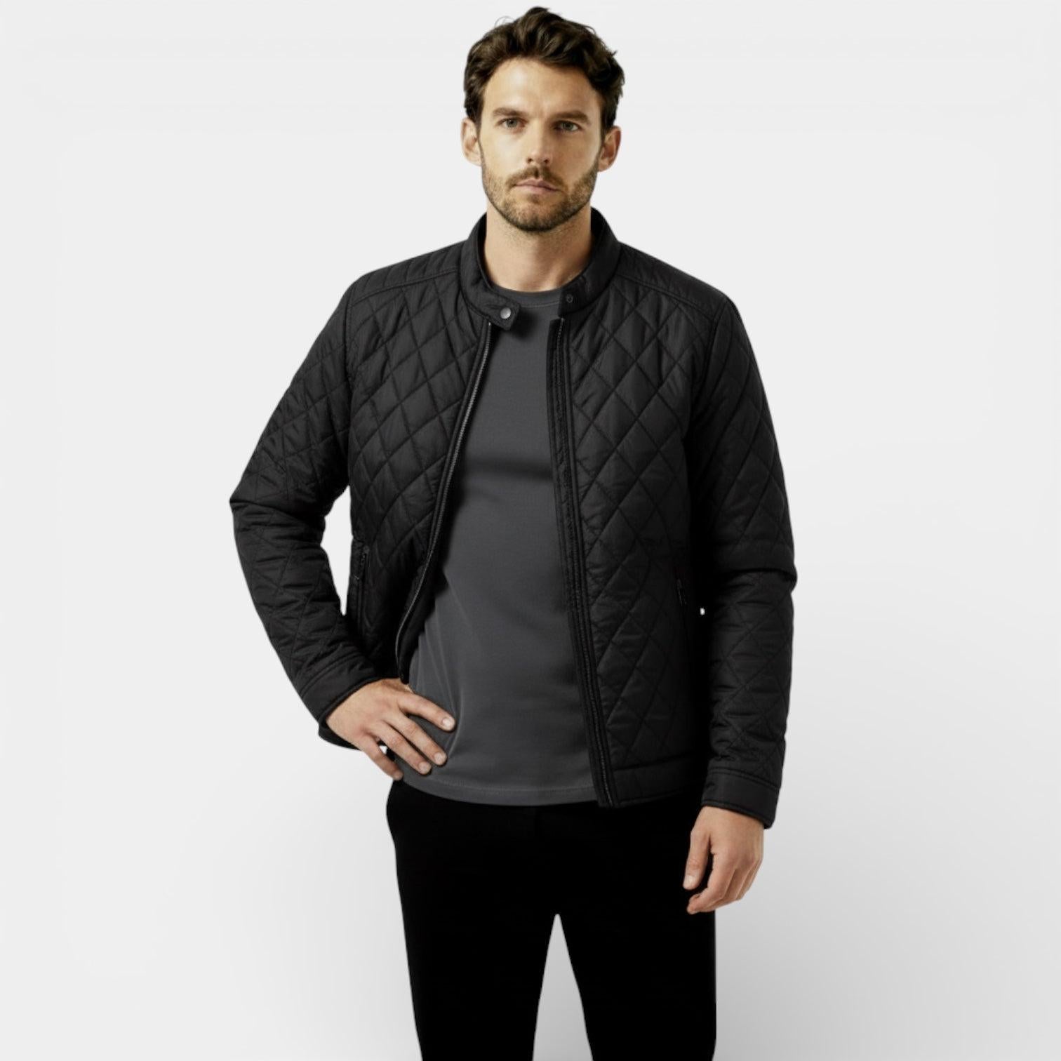Men's Lightweight Quilted Harrington Jacket - Windbreaker for Casual Wear and Outdoor Activities