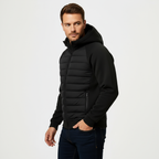 Men's Lightweight Quilted Hooded Bomber Jacket - Zip-Up Design for Casual Wear and Outdoor Activities