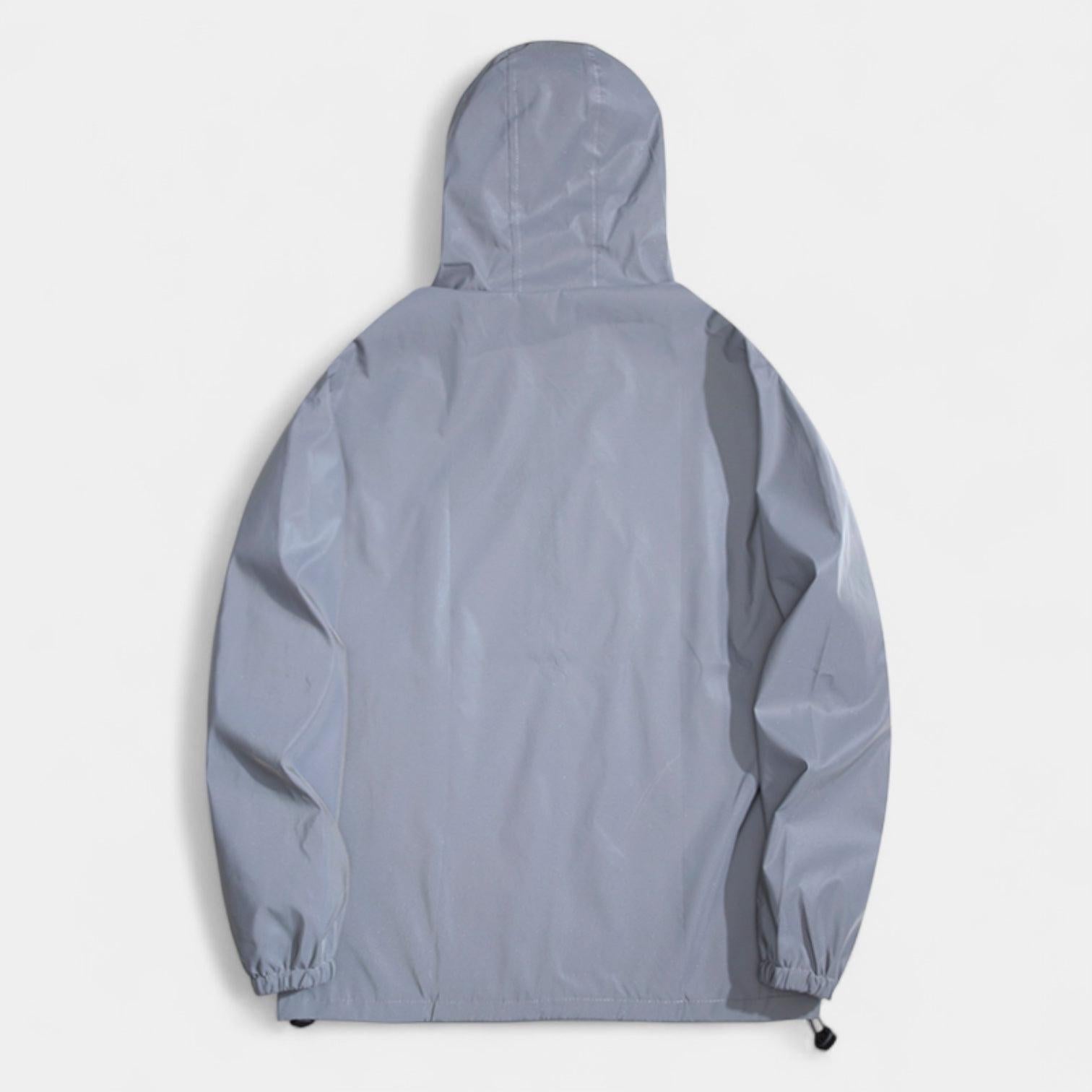 Men's Lightweight Reflective Windbreaker Jacket with Hood for Outdoor Activities and Casual Wear