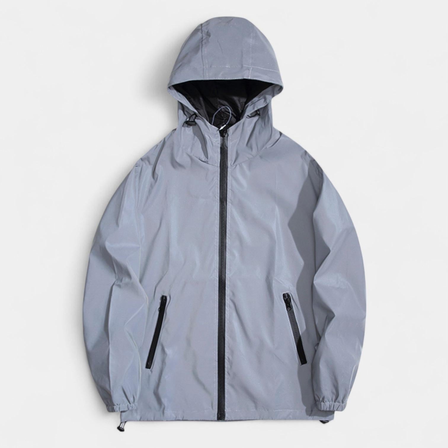 Men's Lightweight Reflective Windbreaker Jacket with Hood for Outdoor Activities and Casual Wear