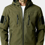 Men's Lightweight Softshell Utility Jacket with Hood - Multi-Zip Design for Outdoor Activities and Everyday Wear