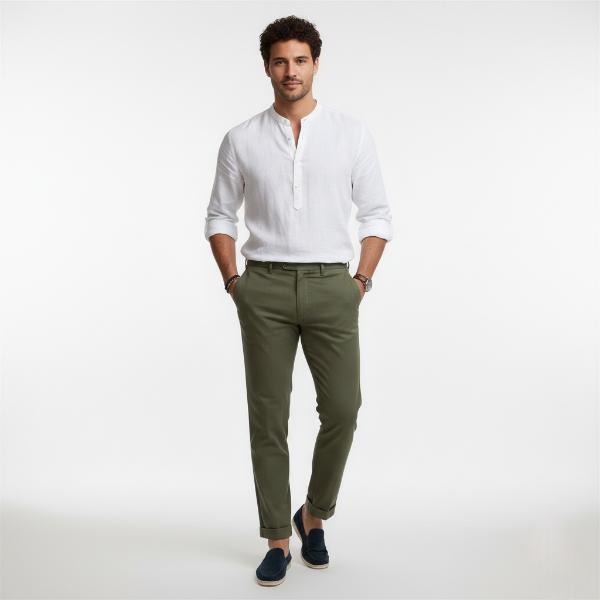 Men's Linen Long-Sleeve Shirt - Breathable Casual Wear for Summer and Spring