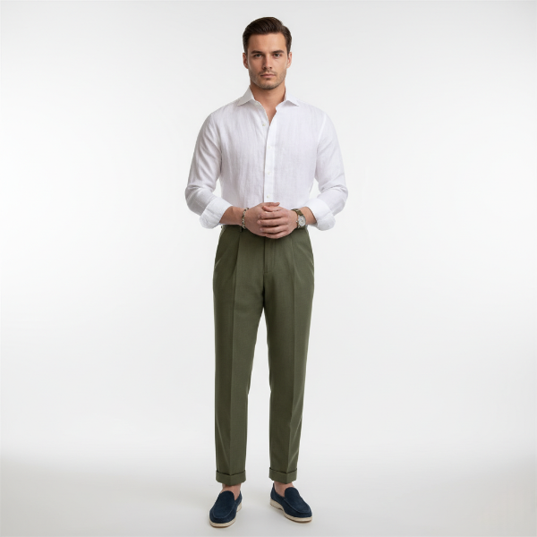 Men's Linen Shirt - Lightweight Breathable Fabric - Spread Collar - Casual or Formal Wear