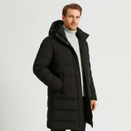Men's Long Down Puffer Jacket - Insulated Winter Parka for Cold Weather - Waterproof and Windproof Design