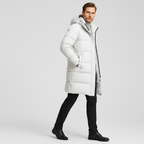 Men's Long Down Puffer Jacket - Insulated Winter Parka for Cold Weather - Waterproof and Windproof Design