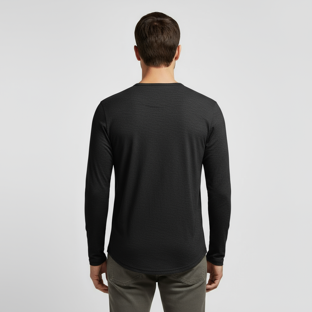 Men's Long Sleeve Cotton Henley T-Shirt for Casual Wear and Layering, Comfortable Fit