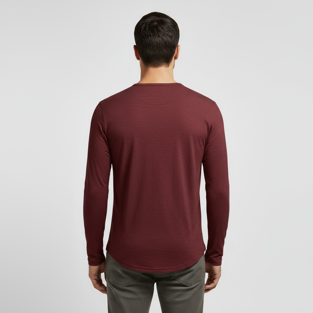 Men's Long Sleeve Cotton Henley T-Shirt for Casual Wear and Layering, Comfortable Fit