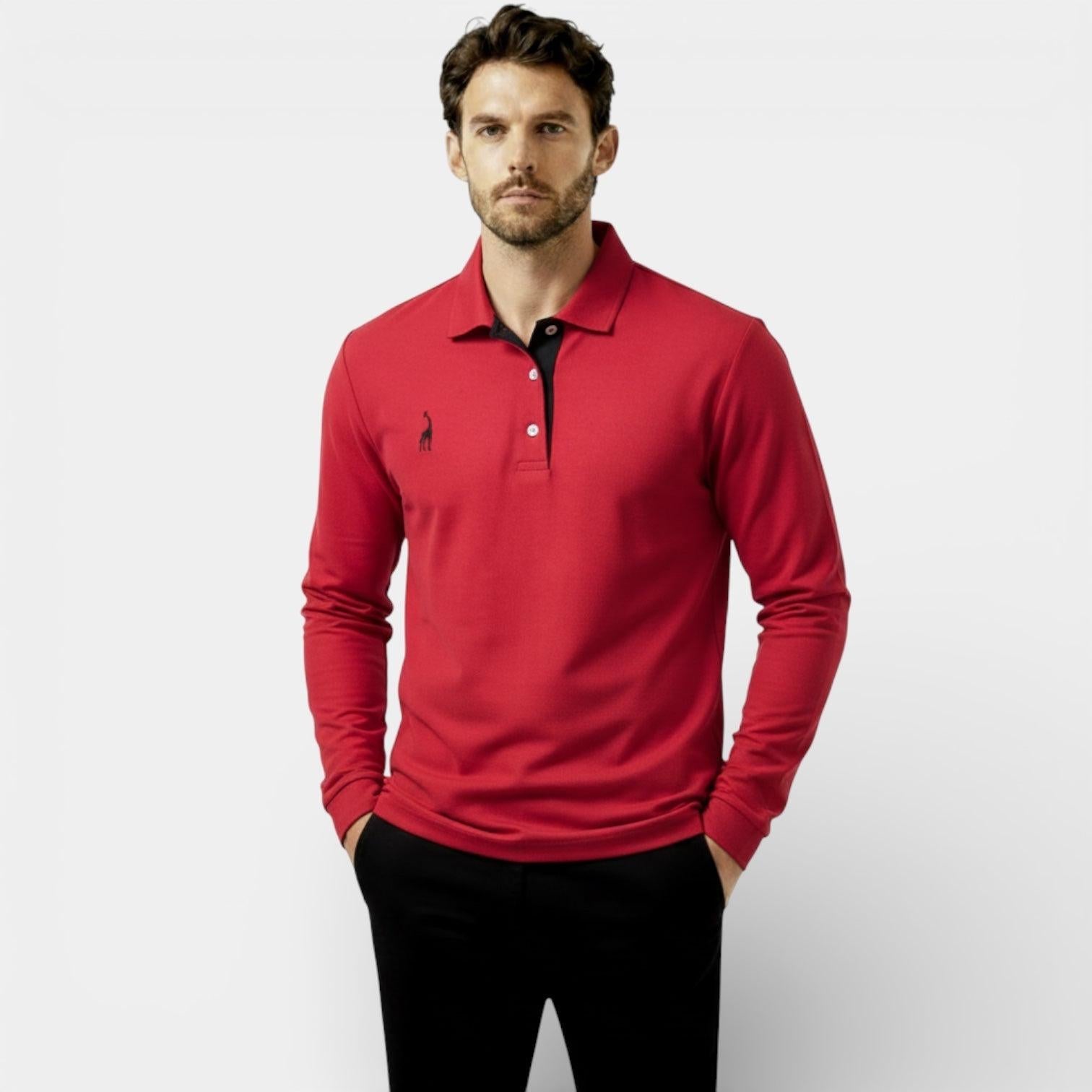 Men's Long Sleeve Polo Shirt - Classic Fit - Soft Cotton - Casual Wear - Available in Multiple Colors