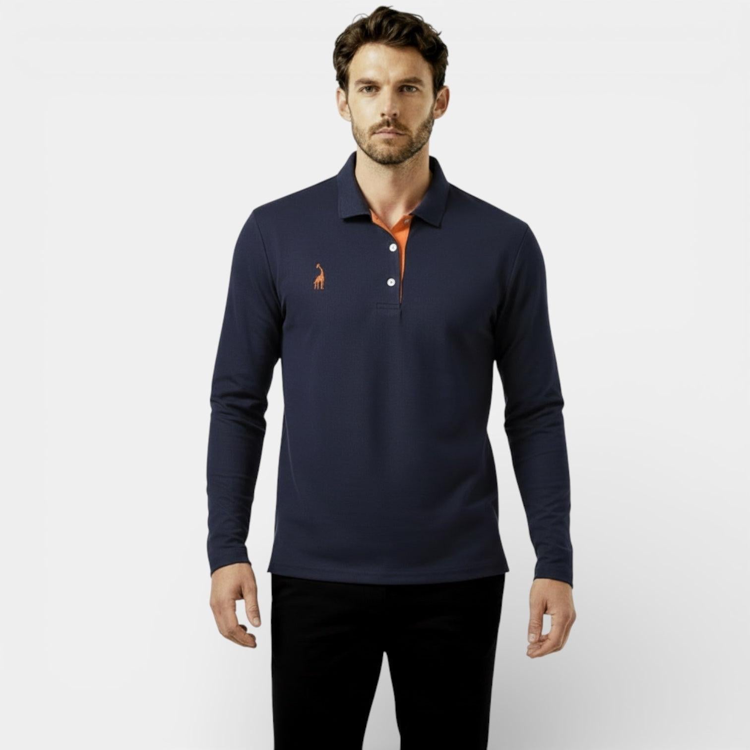 Men's Long Sleeve Polo Shirt - Classic Fit - Soft Cotton - Casual Wear - Available in Multiple Colors