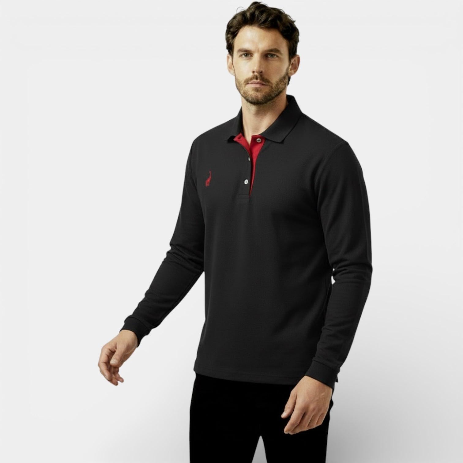 Men's Long Sleeve Polo Shirt - Classic Fit - Soft Cotton - Casual Wear - Available in Multiple Colors