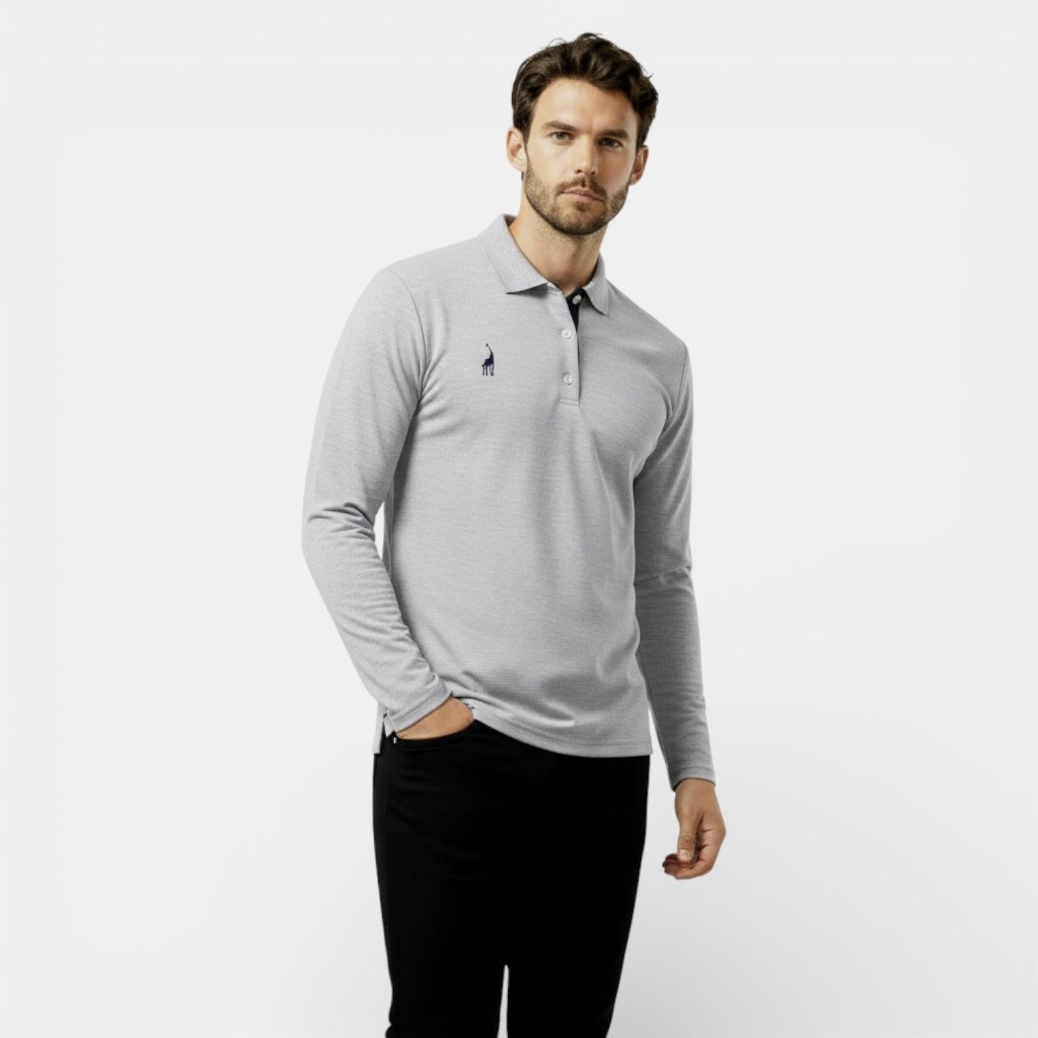 Men's Long Sleeve Polo Shirt - Classic Fit - Soft Cotton - Casual Wear - Available in Multiple Colors