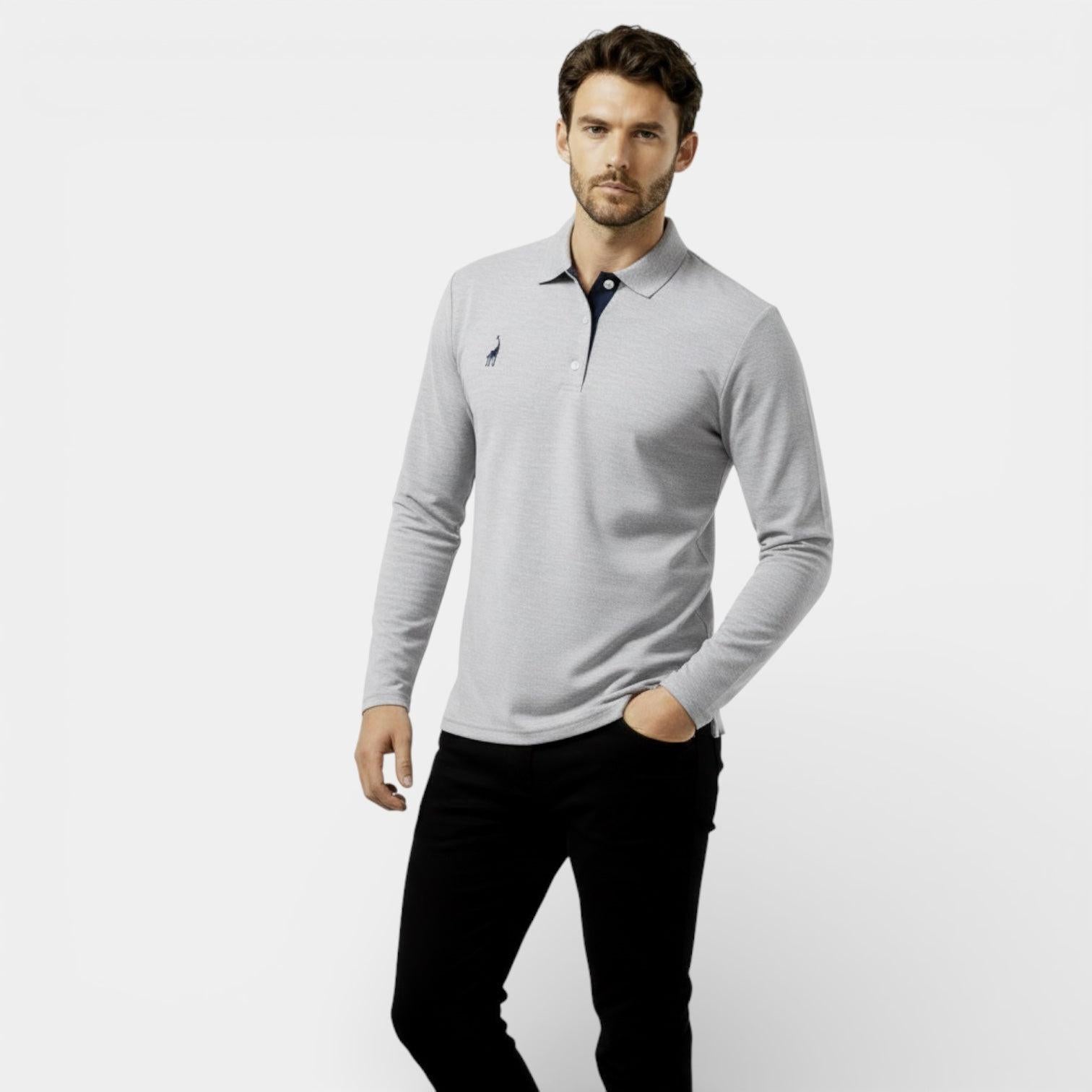 Men's Long Sleeve Polo Shirt - Classic Fit - Soft Cotton - Casual Wear - Available in Multiple Colors